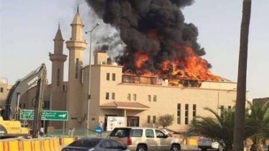 حريق في مسجد عثمان بن عفان في الرياض